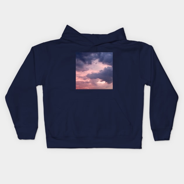 Purple sunset clouds Kids Hoodie by BrightOne